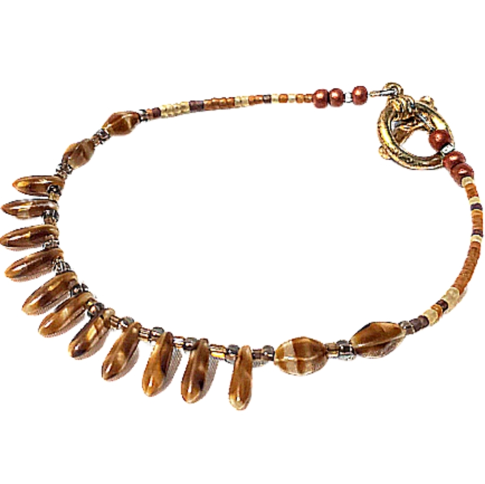 Multi brown and tan tones bracelet~Handcrafted by Queen2Bohemian